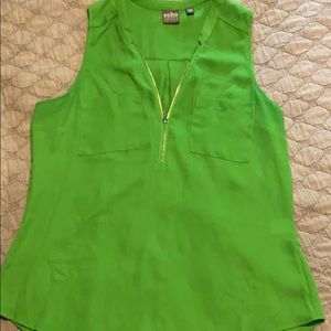 Green zip up blouse